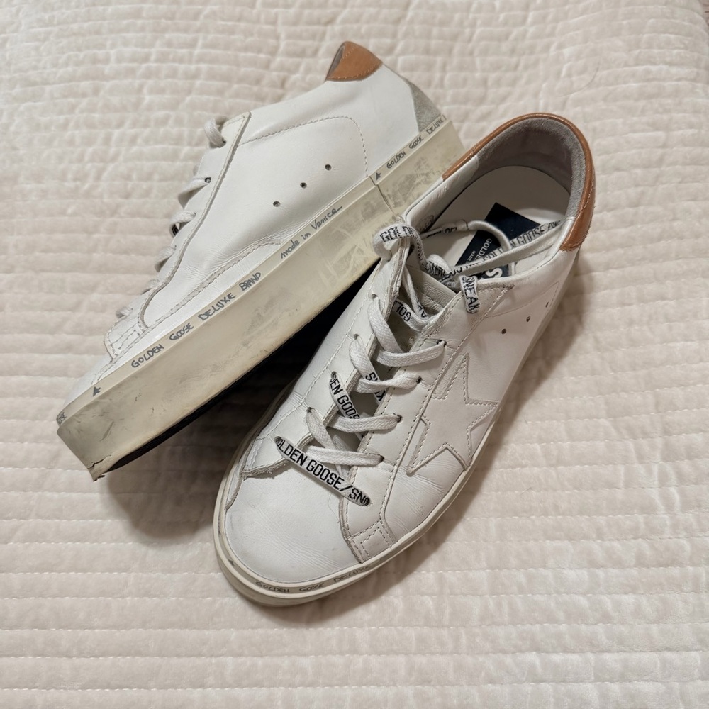 Golden Goose White and Brown Hi-Star Women’s Sneakers - Picture 2 of 4